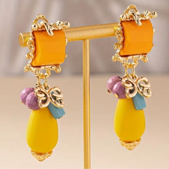 Colorful clip on earrings A442 - Picture 1 of 4